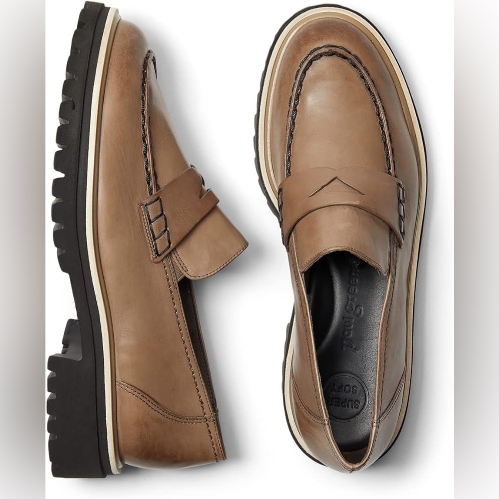 NWT Paul Green Justine Lug Brown Penny Loafers Slip On Shoes Women Size 8